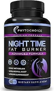 PHYTOCHOICE Night Time Weight Loss Pills for Women-Carb Blocker Appetite Suppressant with Melatonin-Fat Burner Diet Pills that Work Fast for Women-Nighttime Metabolism Booster-Made in USA-1 Pack