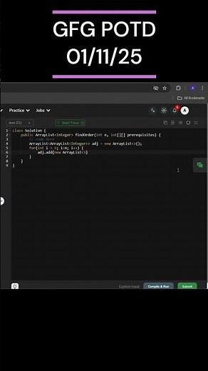 Course Schedule II | GFG POTD | 01/11/2025 #coding #gfg #potd #java #cpp