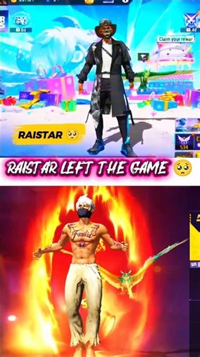 RAISTAR LEFT FREE FIRE GAME 🥺 ‼️ #raistar #highlightfreefire #shorts