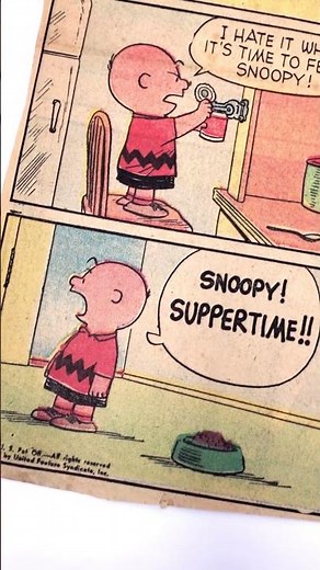Charlie Brown prepares Snoopy's Dinner - Peanuts Comic Strip September 1, 1957 | CollectPeanuts.com