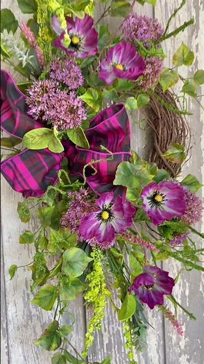 DIY Purple Wildflower Wreath with Poppies | Garden Style Floral Wreath Tutorial