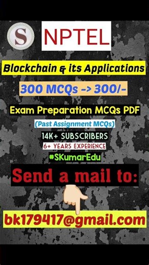 Blockchain and its Applications || Exam Preparation MCQs 2026 || #nptel #skumaredu