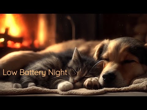 Low Battery Night | Low-Demand Acoustic Music for Deep Rest | Fireplace, Resting Pets | 2 Hours