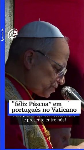 Pope Leo XIV wishes everyone a "Happy Easter" in Portuguese at the Vatican.
