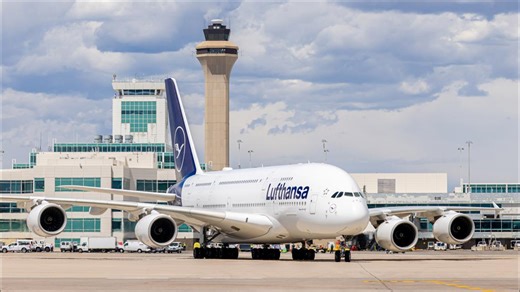 Denver airport welcomes Lufthansa's giant Airbus A380 on maiden flight