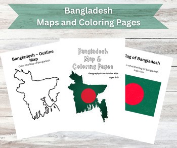 Bangladesh Map & Coloring Pages | Bangladesh Country Study | Geography Worksheet