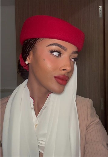 Pink under-eye trend 💕 obsessed already 💄Products used: Primer : easy blur by Huda Foundation: hydra vizor by fenty Concealer : faux filter by Huda Mascara : Kylash volume by Kylie cosmetics Liquid blush : blush filter by Huda Solid blush : Kylie cosmetics Powder : easy bake by Huda Lip contour: lip injections by too faced Red lipstick: Fenty icon by fenty beauty #hotessedelair #emirates #emiratescabincrew #pourtoi @Huda Beauty @Kylie Cosmetics @Fenty Beauty