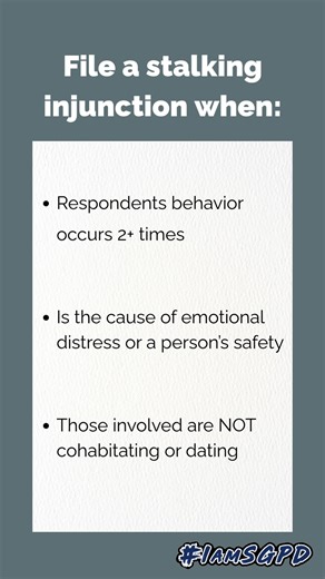 📢 Need protection from stalking? Understand when to file an injunction: ◾When the respondent's behavior happens 2 times ◾It causes emotional distress or concerns for safety ◾If you are not cohabitating or dating For assistance, call Victim Services at (435) 627-4399 or visit us at City Commons, 220 N 200 E, St. George, UT 84770 (downstairs). #IamSGPD #StGeorgeUtah #VictimServices | St. George (Utah) Police Department