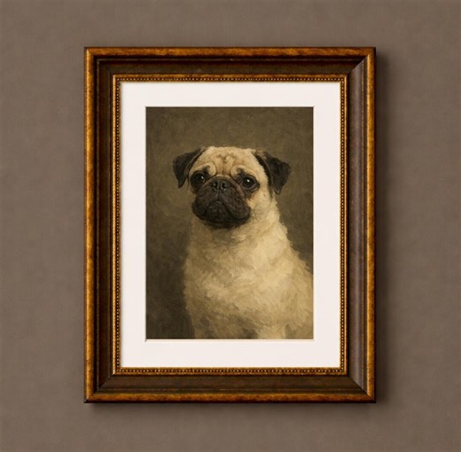 Pug Portrait Oil Painting Print Small Dog Lover Moody Portrait Pet Fine Art Handmade Animal Wall Art Home Decor - Etsy