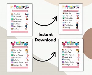 Kids Morning & Bedtime Routine Chart: Visual Checklist (printable PDF Download) - Etsy UK