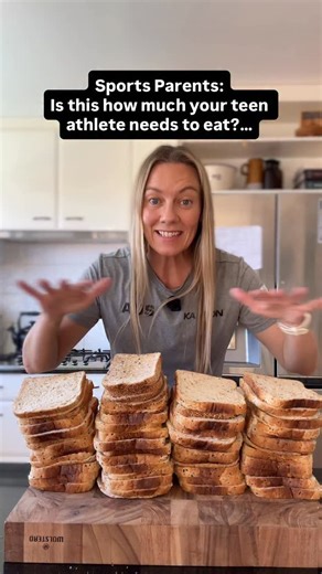 Ali Miles | Sports Dietitian | Fuel School®️ on Instagram: "IS THIS HOW MUCH YOUR ATHLETE REALLY NEEDS TO EAT? 🍞⚡️ Your teen’s brain alone needs ~130 g of carbs a day just to focus, concentrate, manage emotions and make good decisions, let alone reaction time, judgement and skill acquisition in their sport. But that’s only the start. Even on a rest day, their body is still working hard, running all its background apps 📲 like recovery, immune function, hormone production and growth, and all of 