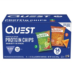 Quest Tortilla Style 18-20g Protein Chip Variety Pack, Chili Lime and Nacho Cheese 14 ct. - Samsclub.com