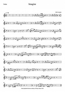 Imagine (Easy Level) (John Lennon) - Violin Sheet Music