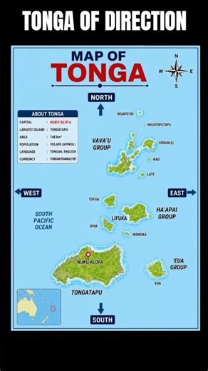 🇹🇴Map Of Tonga. #Tonga #WorldMap #Direction