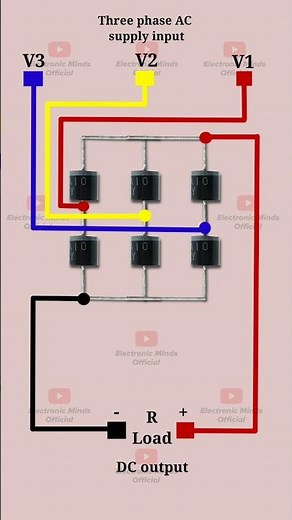 Three Phase Bridge Rectifier Circuit | Three Phase Rectifier Using 6 Diodes #electronic