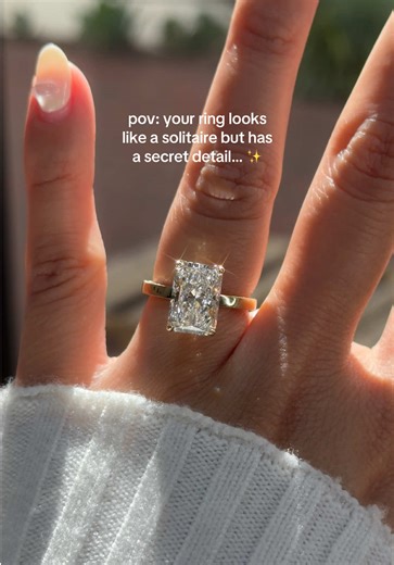 Hidden Halo Engagement Ring with Pavé Band