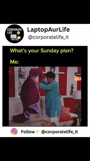 LaptopAurLife on Instagram: "😴😪🥱……… 👉 Follow @corporatelife_it for more corporate memes & office comedy! #sunday #corporate #trending [Corporate memes] [Funny office content] [Workplace humor] [Office jokes] [Corporate comedy] [Employee life] [Daily office memes] [Relatable office reels] [Corporate struggles] [Work pressure memes] [Team jokes] [HR jokes] [Manager memes] [Boss jokes] [Appraisal season] [Promotion struggle] [Work stress memes] [Tea break gang] [Office gossip] [Office bestie] [