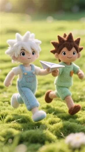 Tiny Gon & Killua: Felted Paper Plane Fun!
