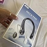 Portable Neck Fan with 6000mAh USB - Rechargeable Battery, Ultra-Light Bladeless Neck Fan LED Display, 360° Cooling Wearable Fan, 3 Speeds (Blue)