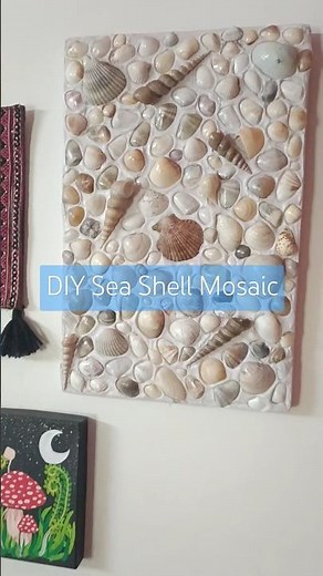 DIY Sea shell mosaic | sea shell crafts #art #diy #seashell #diydecor #craft #seashellart #walldecor