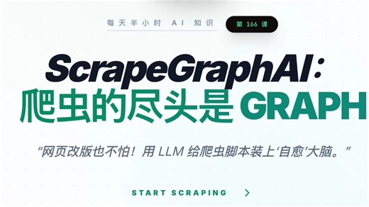 每天半小时 AI 知识｜ScrapeGraphAI：爬虫的尽头是 Graph！这个库用 LLM 自动修补爬虫，网页改版也不怕