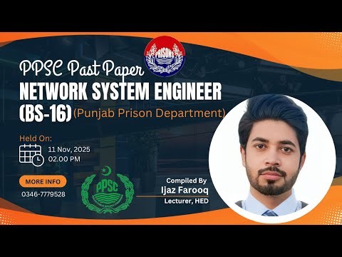 PPSC Past Paper 2025 | Network System Engineer | Prison Department