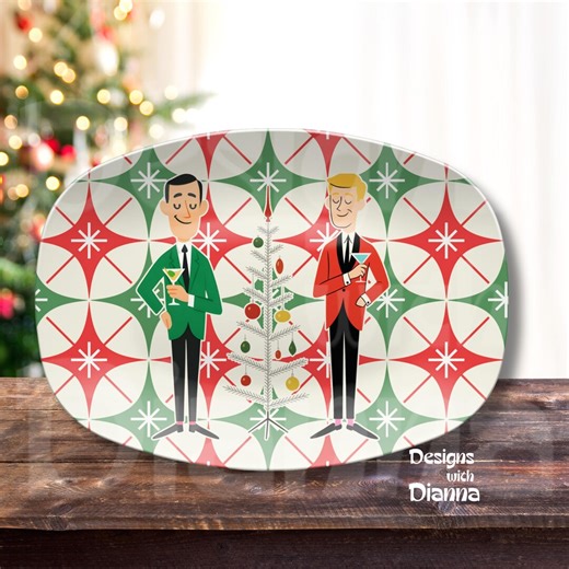 Retro Christmas Platter Mid Century Holiday Serving Tray 1950s Vintage Kitchen Decor Retro Xmas Centerpiece Nostalgic Christmas Dish - Etsy