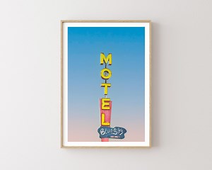 Vintage Neon Motel Sign Photography Print - Montana Western Decor - Etsy