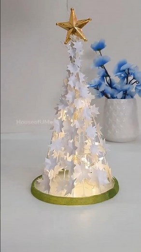 Unique Thread & Star Christmas Tree Craft DIY #shorts