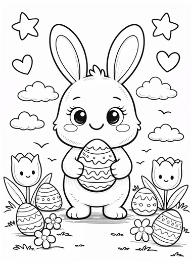 Easter Bunny Coloring Pages – Toddler Spring Animals, Eggs (PDF Download)