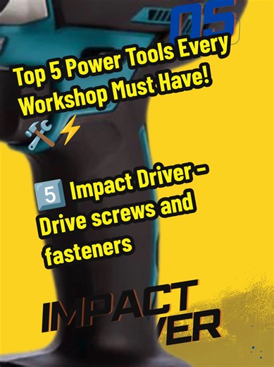 Top 5 Power Tools Every Workshop Must Have! 🛠️⚡ 5️⃣ Impact Driver – Drive screws and fasteners quickly and efficiently. 🔩⚡ 4️⃣ Jigsaw – Cut curves, shapes, and intricate patterns in wood, plastic, or metal. ✂️🪵 3️⃣ Orbital Sander – Achieve smooth, consistent finishes on wood, metal, or plastic surfaces. ✨🪚 2️⃣ Circular Saw – Perfect for making straight, precise cuts in wood. 🪓📏 1️⃣ Cordless Drill – Incredibly versatile for both drilling and driving tasks. 🔧🔋 Be well-equipped with these e