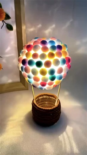 Crafty|Aesthetic Handmade Projects on Instagram: "✨ DIY Pom Pom Hot Air Balloon Lamp ✨ A cute and colorful lamp to brighten up your room💡 Made with soft pom poms, this lamp is perfect for cozy vibes and unique room décor ✨ . . . #DIYLamp #PomPomCraft #RoomDecorIdeas #DIYProjects #CreativeLamp #AestheticDecor #CraftLovers #HomeDecor #DIYLovers #ViralReels #TrendingCraft #HandmadeDecor #diycrafts #easydiy #artandcraft #handmadewithlove #creativediy"