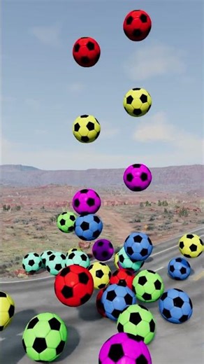 Rainbow Ball Tower vs Cars | BeamNG Drive