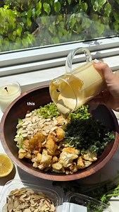 HEALTHY GIRL SPRING SALAD Healthy. Delicious. Vegan. Credit: @healthygirlkitchen Quinoa, cooked Steamed peas Asparagus (chopped blanched mine) Roasted cauliflower (spray w olive oil, add smoked paprika, salt, pepper) Finely shredded brussel sprouts (raw) Slivered almonds Dill Parsley Dressing: 1/3 cup tahini 2 tosp olive oil 1/4 cup unsweetened non dairy yogurt 1 full lemon juiced 1/4 tsp turmeric 1 tosp white vinegar 1-2 tbsp water if needed to thin Salt pepper garlic powder to taste #plantbase