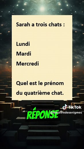 Trouve le prénom du 4e chat dans cette énigme