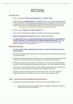 Bsc 2010 Biology I Exam 1 Study Guide Bsc 2010 Exam 1 Review