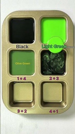 Create 4 colors from 2 colors: Black + Light Green #asmr #colors #colormixing #mix #relaxing #art
