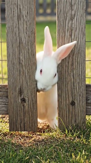 "Fluffy Rabbit's IMPOSSIBLE Escape Through Tiny Gap! 🐰 That Side-Eye Though!#Rabbit #Viral 😏"