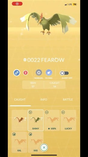 Showing My Shiny Pokédex in Pokémon Go Each Day: Fearow