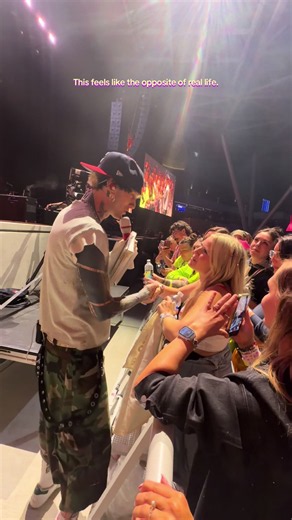 I can’t put into words what this moment means to me. I’m a fan of @mgk because of who he is as a person. I quote his lyrics to my kids so they know him. I want my students to know that no matter where they come from, no matter where they’re at, they can always be whatever they want to be. I’ll cry now for the next few weeks. Kells, thank you. This has been the hardest year of my life losing my home to a fire and you healed part of my soul tonight. #machinegunkelly #lostamericanatour #teachersoft