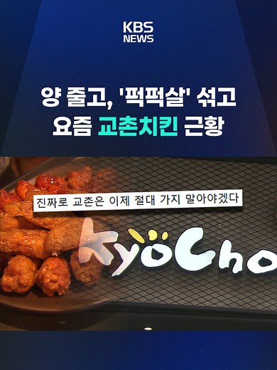 교촌치킨이 순살치킨 메뉴의 중량을 30%가량 줄이고, 닭 다리 부위만 쓰던 것에서 닭가슴살을 섞어 쓰기로 했습니다. #교촌치킨#사실상가격인상#중량#퍽퍽살#KBS#KBSNEWS