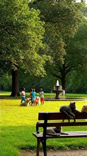 Peaceful Daytime Park Sounds – Flowing Water, Trees & Soft Background Voices