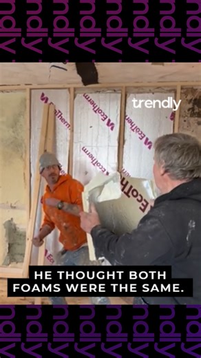 Worker strikes foam until hidden solid slab causes injury