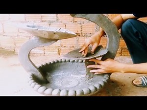 DIY // fountain from fan cage and leaves // How to make waterfalls with cement and sand