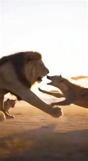 Brave Lion Defends His Baby From Hyena Attack! #wildlife #animals #lionfamily #naturelover #short