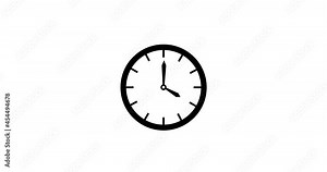 clock clipart isolated animation on white background. 4k footage