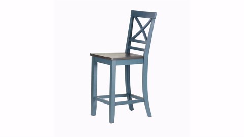 Linon Home Decor Lorelai 40.25 in. H Blue Full Back Wood Counter Stool with Wood Seat (Set of 2) THD04688