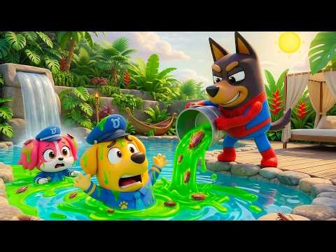 Why Pink Police Dog's Head is Turning Green Feat. Blue Dog & Spider 📉 | Funny Sheriff Animation