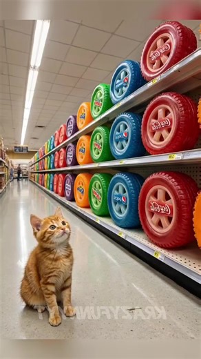 Adorable Cat Buys Cola Candy Tyre