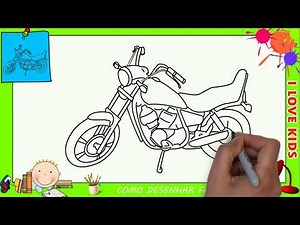 Como desenhar um moto FACIL passo a passo para crianças e iniciantes 1
